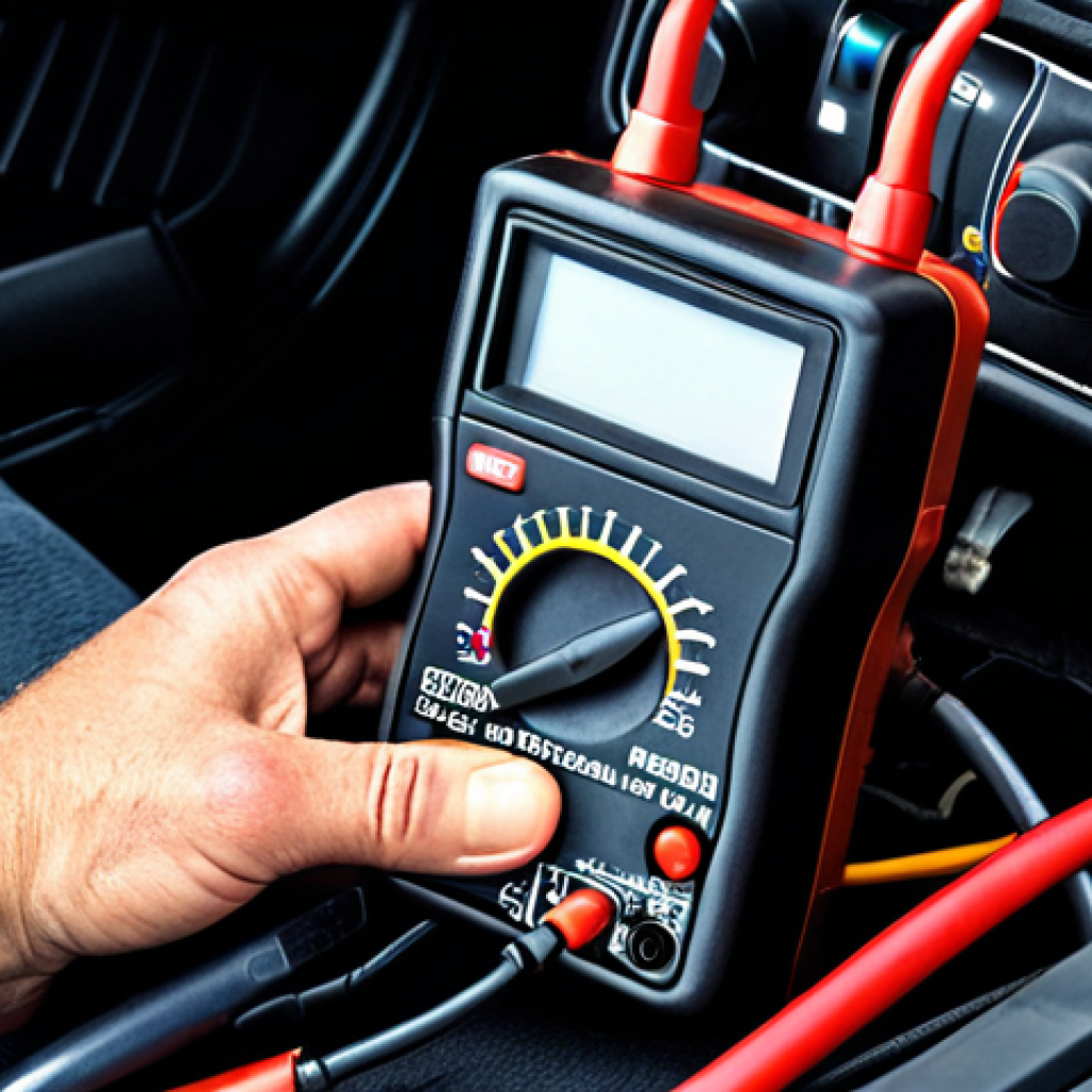 ** Car starting difficulty caused by a faulty fuel pump relay. The image should depict the relay and tools like a multimeter.
**