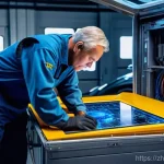 자동차정비기사 이직 사례 분석 - **Prompt:** A weathered, experienced male automotive technician in his late 50s, wearing clean, mode...